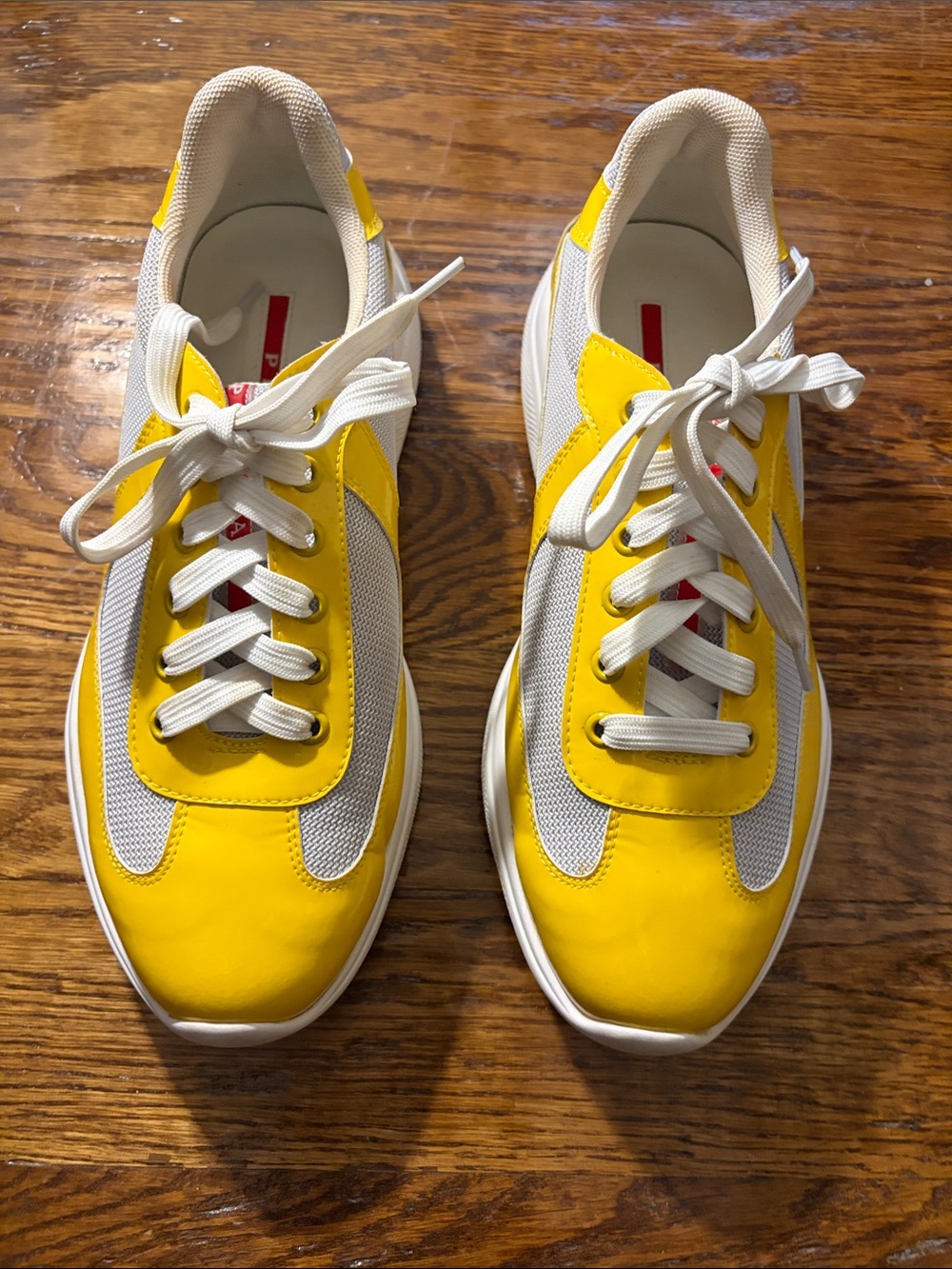Prada Yellow/Gray/White Lace-Up Men’s Sneakers
